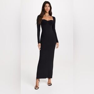 STAUD Black Long Sleeve Maxi Dress